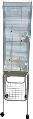 Show full view: YML Tall Villa Top Small Bird Cage with Wheeled Stand, Large: 18 x 14 x 59-in, White slide 3 of 3