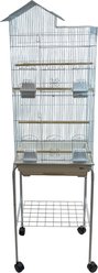 YML Tall Villa Top Small Bird Cage with Wheeled Stand, Large: 18 x 14 x 59-in, White