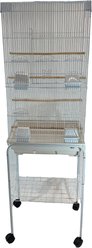 YML Tall Square Top Small Bird Cage with Wheeled Stand, Large: 18 x 14 x 59-in, White