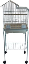 YML Villa Top Small Bird Cage with Wheeled Stand, Medium: 18 x 14 x 49-in, White