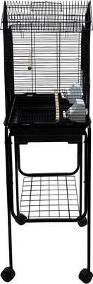Show full view: YML Villa Top Small Bird Cage with Wheeled Stand, Medium: 18 x 14 x 49-in, Black slide 4 of 4