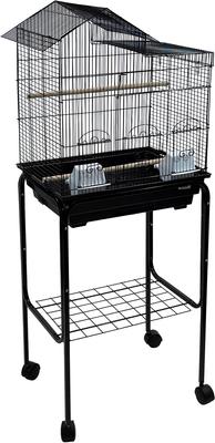 Show full view: YML Villa Top Small Bird Cage with Wheeled Stand, Medium: 18 x 14 x 49-in, Black slide 2 of 4