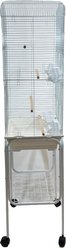 YML Tall Shell Top Small Bird Cage with Wheeled Stand, Large: 18 x 14 x 59-in, White slide 2 of 3