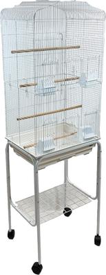 Show full view: YML Tall Shell Top Small Bird Cage with Wheeled Stand, Large: 18 x 14 x 59-in, White slide 2 of 3