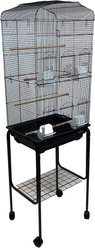 YML Tall Shell Top Small Bird Cage with Wheeled Stand, Large: 18 x 14 x 59-in, Black slide 2 of 3