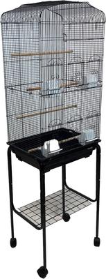 Show full view: YML Tall Shell Top Small Bird Cage with Wheeled Stand, Large: 18 x 14 x 59-in, Black slide 2 of 3