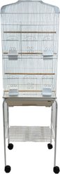 YML Tall Shell Top Small Bird Cage with Wheeled Stand, Large: 18 x 14 x 59-in, White