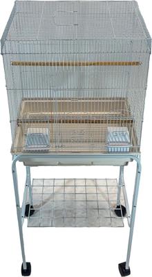 Show full view: YML Square Top Small Bird Cage with Wheeled Stand, Medium: 18 x 14 x 49-in, White slide 2 of 4