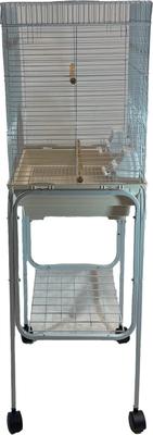 Show full view: YML Square Top Small Bird Cage with Wheeled Stand, Medium: 18 x 14 x 49-in, White slide 4 of 4