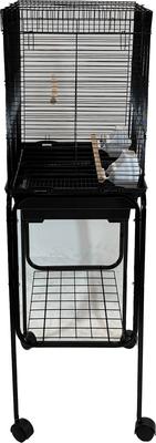 Show full view: YML Square Top Small Bird Cage with Wheeled Stand, Medium: 18 x 14 x 49-in, Black slide 4 of 4