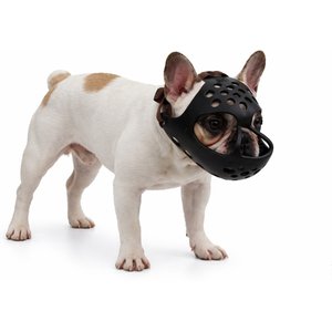Labra Short Snout Flexible Silicone Dog Muzzle, Black, Medium