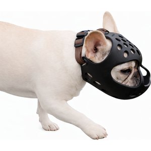 Labra Short Snout Flexible Silicone Dog Muzzle, Black, Medium