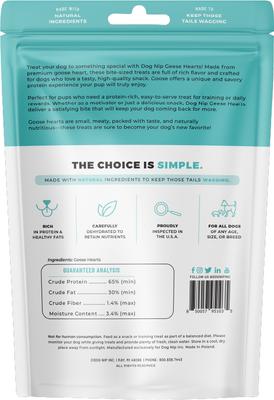 Show full view: Dog Nip Whole Geese Hearts High Protein Dehydrated Dog Treats, 3.52-oz pouch slide 8 of 8