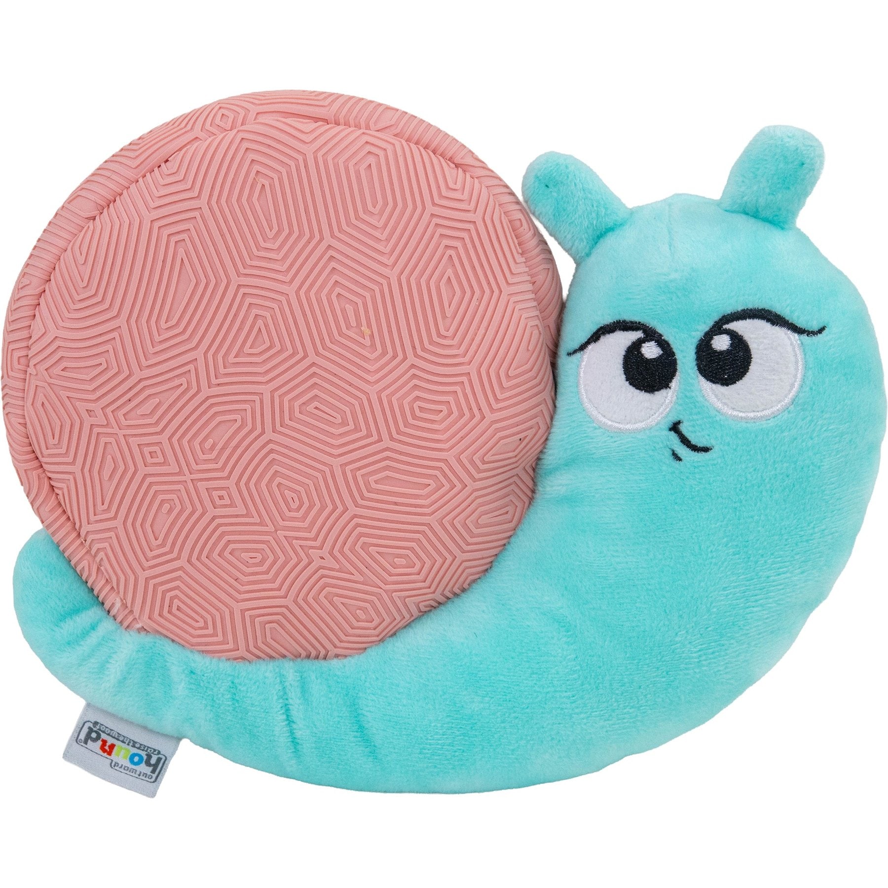 Outward Hound Snail Coated Critterz Squeaky Fetch Plush Dog Toy, Multi, Medium: 8.7-in
