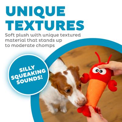 Show full view: Outward Hound Lobster Coated Critterz Squeaky Fetch Plush Dog Toy, Red, Medium: 10.4-in slide 2 of 5