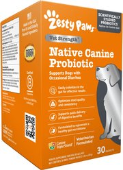 Zesty Paws Vet Strength Native Canine Probiotic Powder, Gut Flora & Digestive Powder Supplement for Dogs, 30 count
