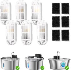 Casfuy PWL-008, 009 & 300 Premium Cat Water Fountain Replacement Filters & Sponges, 6 count