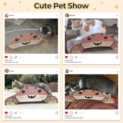 Show full view: Coziwow Wave Crab-Inspired Cat Scratcher Bed with Catnip, Pink slide 10 of 12