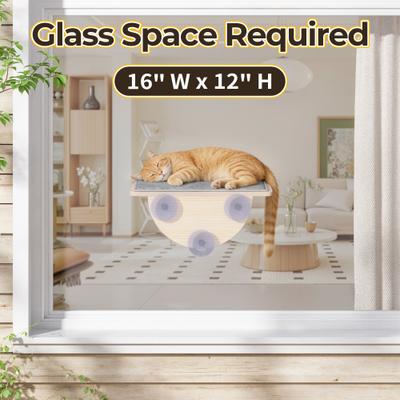 Show full view: Coziwow Cat Window Perch with Suction Cups, Natural Wood slide 4 of 12