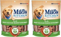 Milo's Kitchen Beef Sausage Slices with Rice Dog Treats, 18-oz bag, bundle of 2