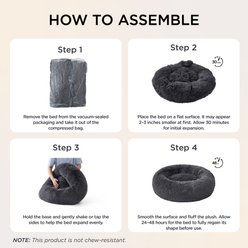 Bedsure Plus Version Calming Fluffy Plush Faux Fur Supported Donut Dog & Cat Bed, Camel, Large slide 2 of 7