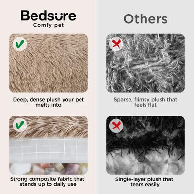 Show full view: Bedsure Plus Version Calming Fluffy Plush Faux Fur Supported Donut Dog & Cat Bed, Camel, Large slide 2 of 8