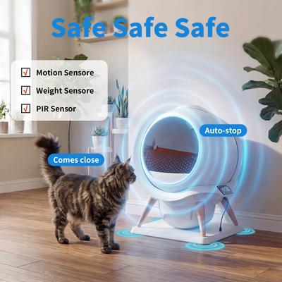 Show full view: HONEYGUARDIAN Smart WiFi Self-Cleaning Automatic Cat Litter Box slide 5 of 9