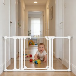 WAOWAO Clear Acrylic Auto-Close Safety Dog Gate, White, 57 to 66-in