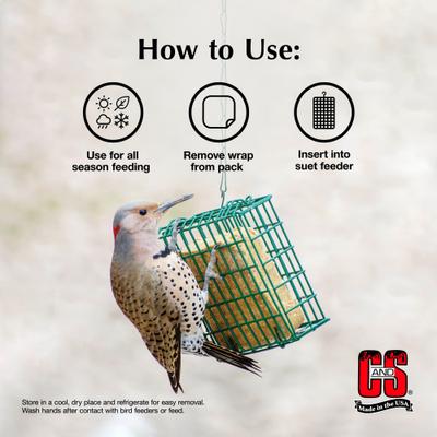 Show full view: C&S Hot Pepper Delight No Melt Suet Dough Wild Bird Food, 11.75-oz tray, 3 count slide 4 of 12