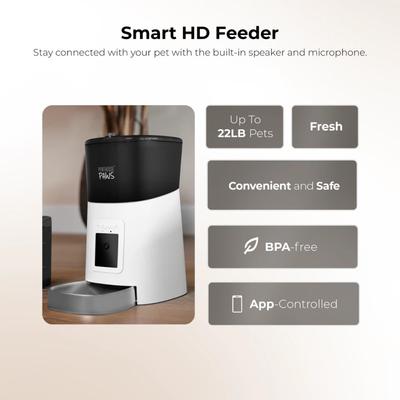 Show full view: Penthouse Paws Smart HD Automatic Dog & Cat Feeder, White/Stainless Steel slide 7 of 10