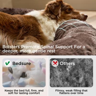 Show full view: Bedsure Plus Version Calming Fluffy Plush Faux Fur Supported Donut Dog & Cat Bed, Dark Brown, Large slide 3 of 8