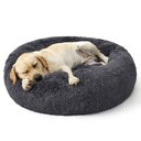 Bedsure Anti-Anxiety Deep Sleep & Joint Relief Calming Faux Fur Donut Bolster Dog Bed, Grey, X-Large