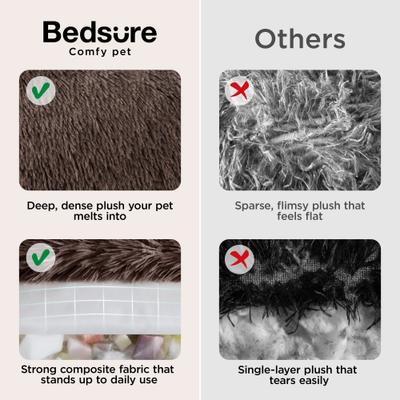 Show full view: Bedsure Plus Version Calming Fluffy Plush Faux Fur Supported Donut Dog & Cat Bed, Dark Brown, Large slide 2 of 8