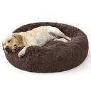 Bedsure Anti-Anxiety Deep Sleep & Joint Relief Calming Faux Fur Donut Bolster Dog Bed, Dark Brown, X-Large