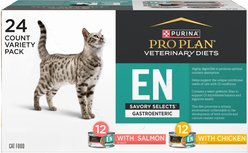 Purina Pro Plan Veterinary Diets EN Savory Selects in Gravy Salmon & Chicken Variety Pack Wet Cat Food, 5.5-oz, case of 24