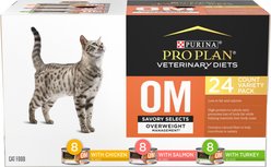 Purina Pro Plan Veterinary Diets OM Overweight Management Savory Selects Variety Pack Wet Cat Food, 5.5-oz, case of 24
