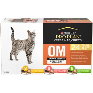 Purina Pro Plan Veterinary Diets OM Overweight Management Savory Selects Variety Pack Wet Cat Food, 5.5-oz, case of 24