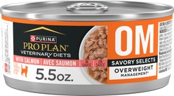 Purina Pro Plan Veterinary Diets OM Overweight Management Savory Selects with Salmon Wet Cat Food, 5.5-oz, case of 24