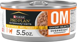 Purina Pro Plan Veterinary Diets OM Overweight Management Savory Selects with Chicken Wet Cat Food, 5.5-oz, case of 24