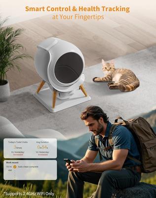 Show full view: HONEYGUARDIAN Smart WiFi Self-Cleaning Automatic Cat Litter Box slide 4 of 9