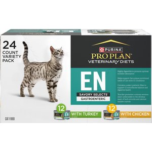 Purina Pro Plan Veterinary Diets EN Savory Selects in Gravy Chicken & Turkey Variety Pack Wet Cat Food, 5.5-oz, case of 24