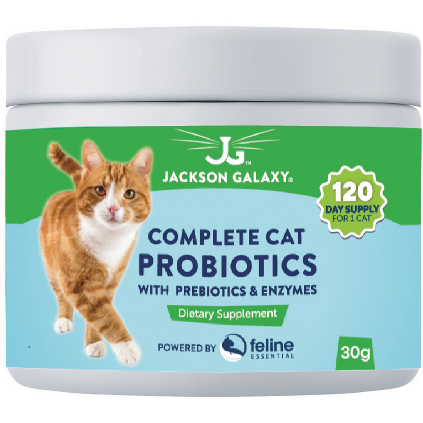 Jackson Galaxy Complete Probiotics with Prebiotics & Enzymes Powder Digestive Aid for Cats, 30-g jar