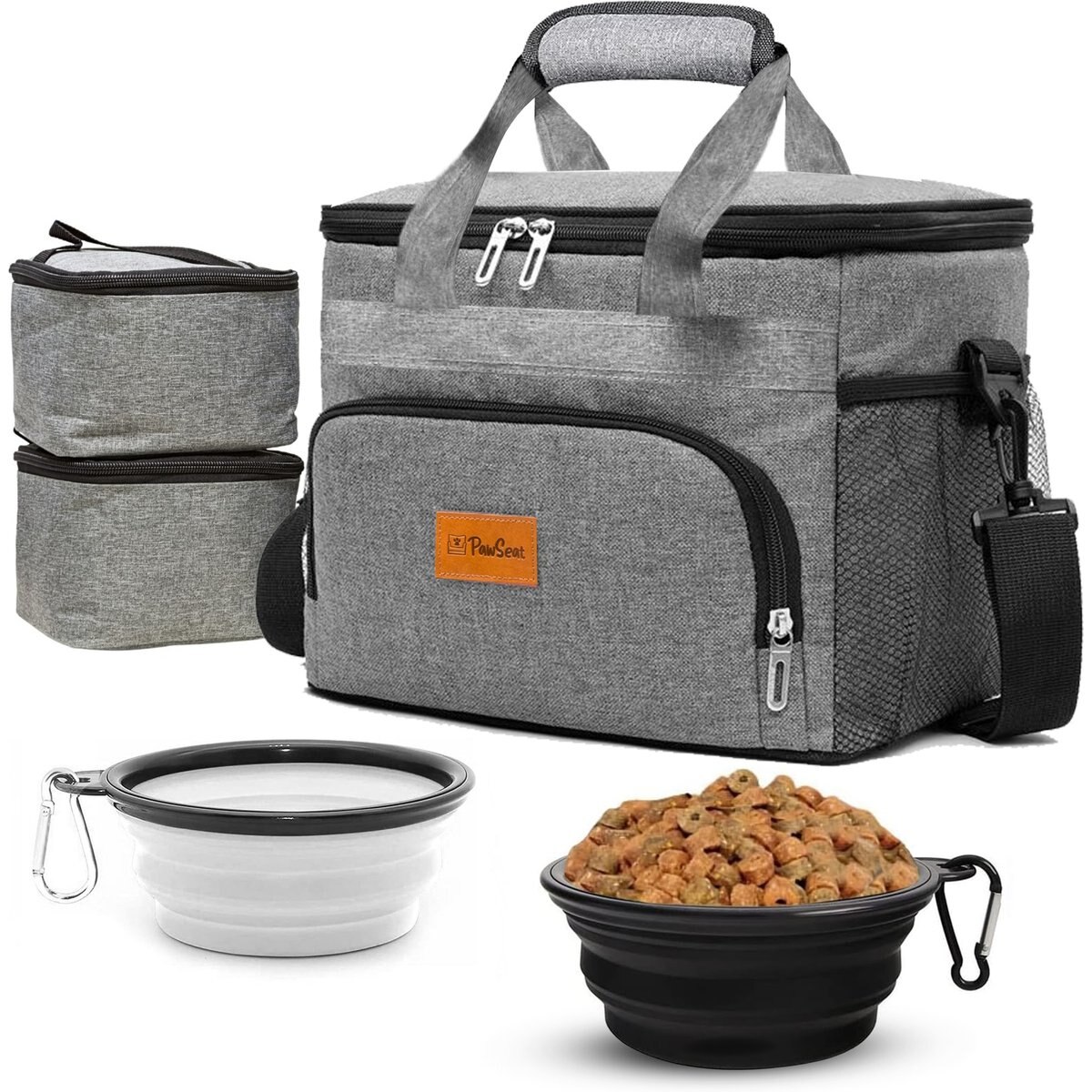 Pawseat Tote Travel Bag with Built‑In Meal Dog & Cat Carrier, Medium, Grey