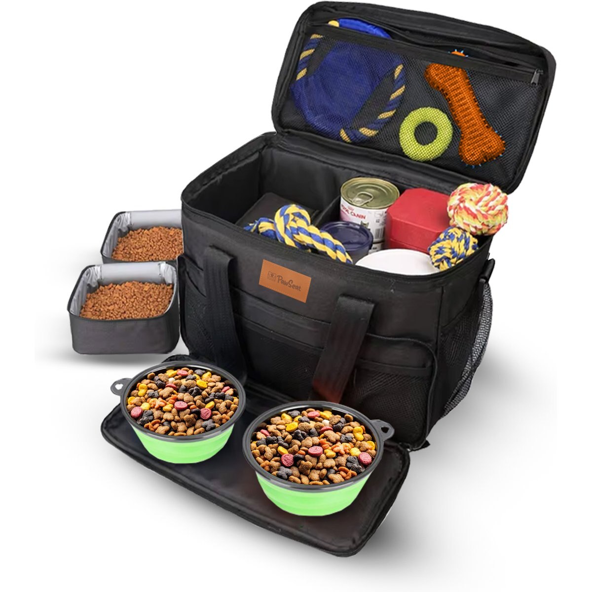 Pawseat Tote Travel Bag with Built‑In Meal Dog & Cat Carrier, Medium, Black