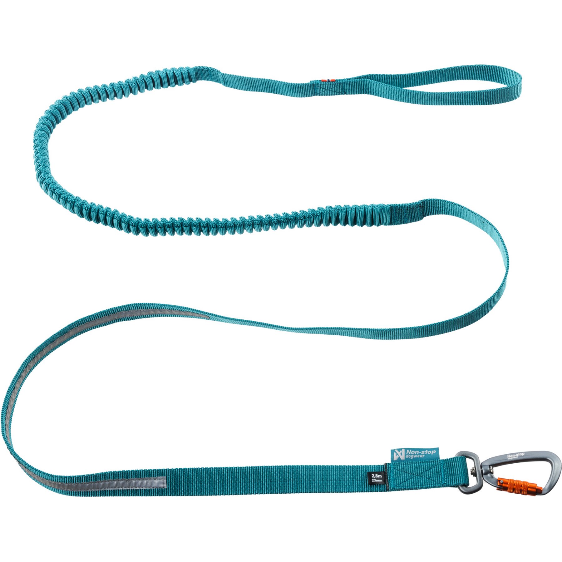 Non-stop Dogwear Touring Bungee Dog Leash, Teal, 1.2-m long, 13-mm wide