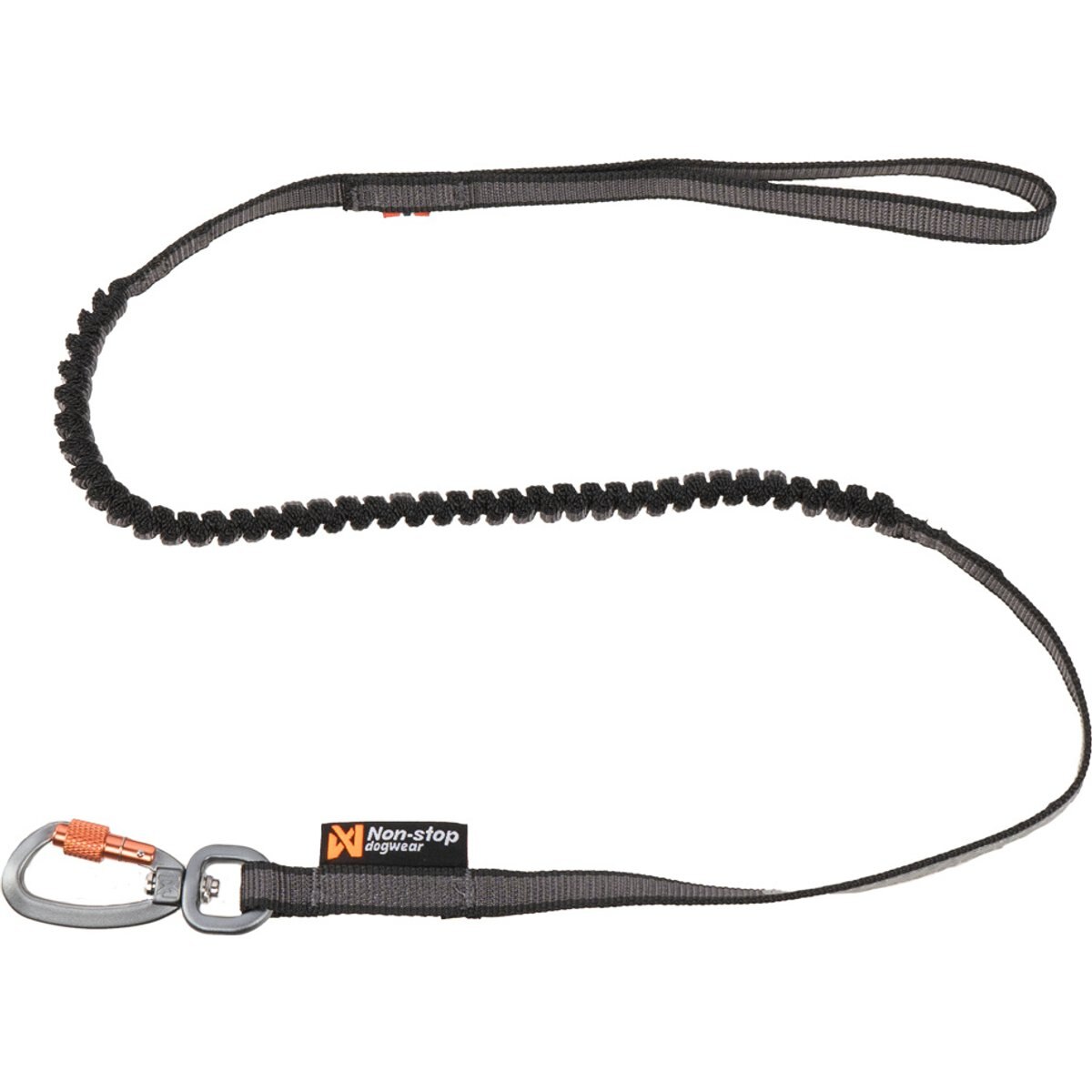 Non-stop Dogwear Touring Bungee Dog Leash, Black/Grey, 3.8-m long, 23-mm wide