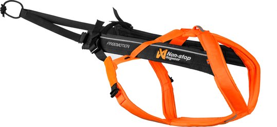 Non-stop Dogwear Freemotion 5.0 Dog Harness, Black/Orange, 4: 16.1 to 26.8-in chest