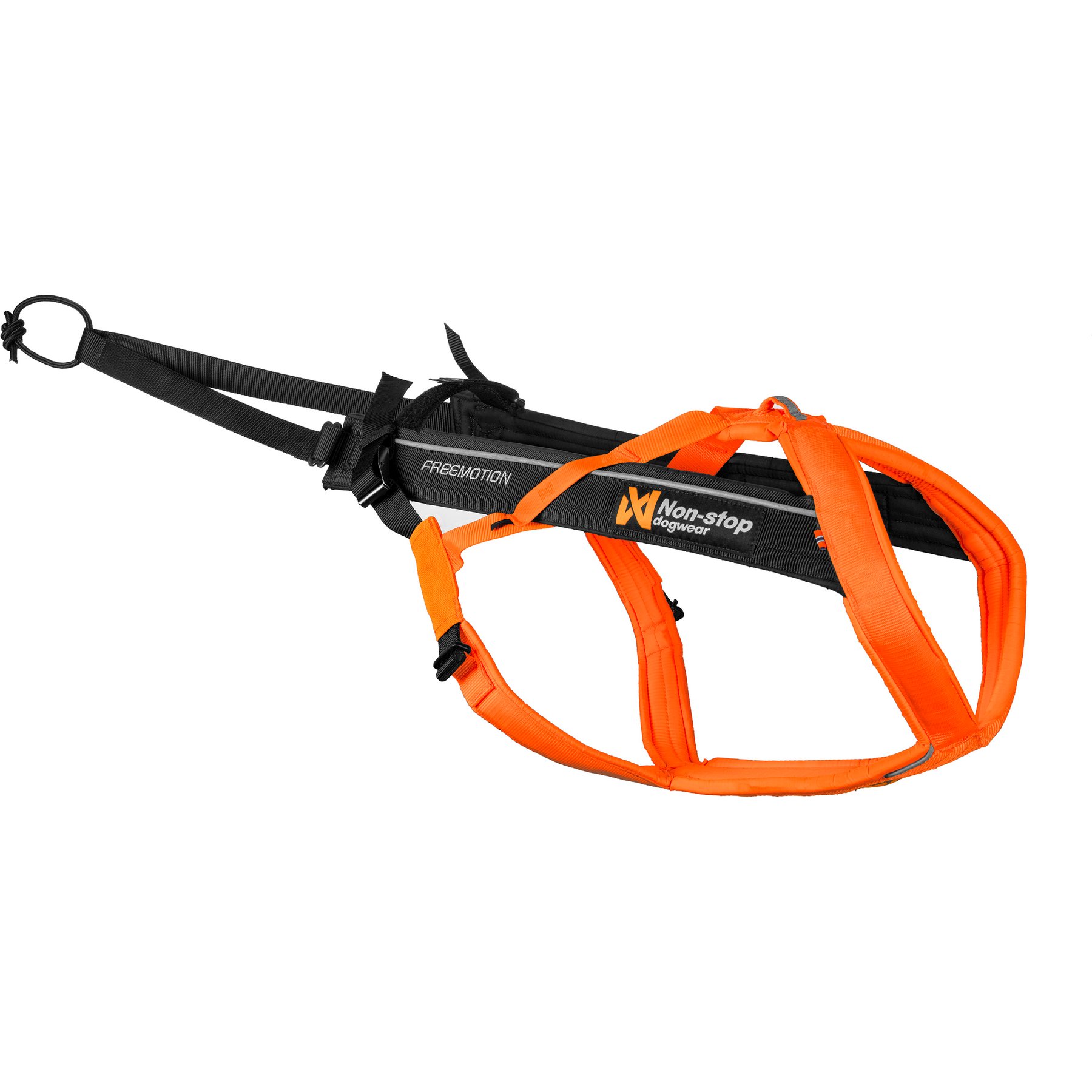 Non-stop Dogwear Freemotion 5.0 Dog Harness, Black/Orange, 9: 27.6 to 44.1-in chest