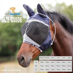 Shires Equestrian Products FlyGuard Pro Fine Mesh Earless Horse Fly Mask, Navy, Full slide 2 of 9