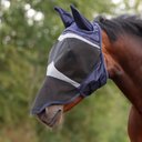 Shires Equestrian Products Fine Mesh Horse Fly Mask with Ears & Nose, Navy, X-Large Full
